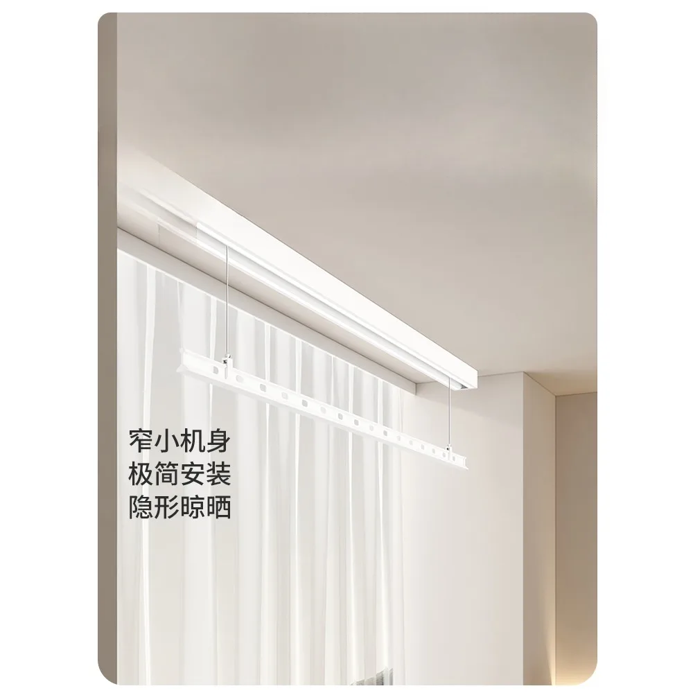 Small size invisible electric clothes hanger with extremely narrow side mounted single pole hidden embedded remote control lifti