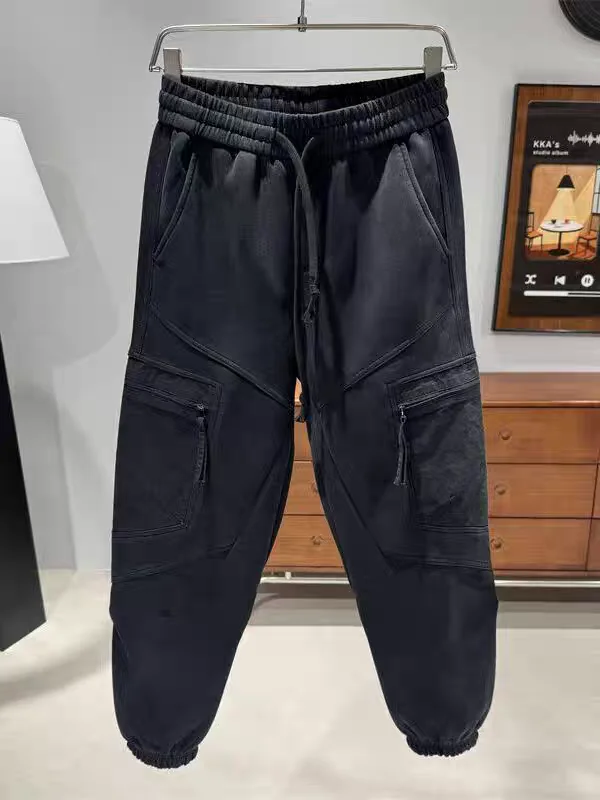 

Men's Casual Pants Autumn Winter New Sle Zipper Design Loose Fit Trousers Durable Workwear Pants Sli Long Trousers