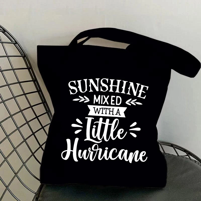 

New Sunshine Mixed With A Little Hurricane Printing Shopping Bag Shopper Shopping Reusable Fashion Women Girl Handbag Bag