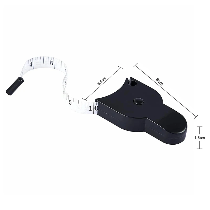 150CM Automatic Retractable Body Tape Accurate Fitness Arm Chest Waist Caliper Centimeter Inch Measure Tape White/Black Tool