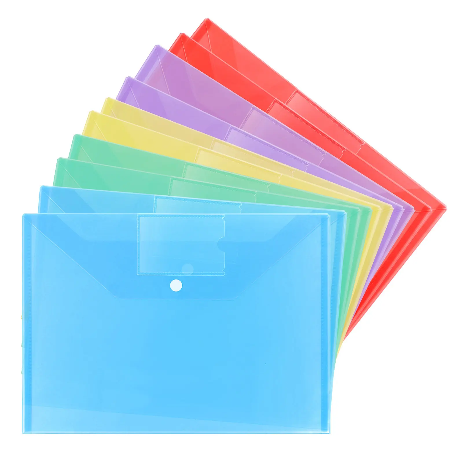20Pcs Sturdy Polypropylene File Bags Button Closure Label Pockets Assorted Colors Document Folders for Paperwork Storage File
