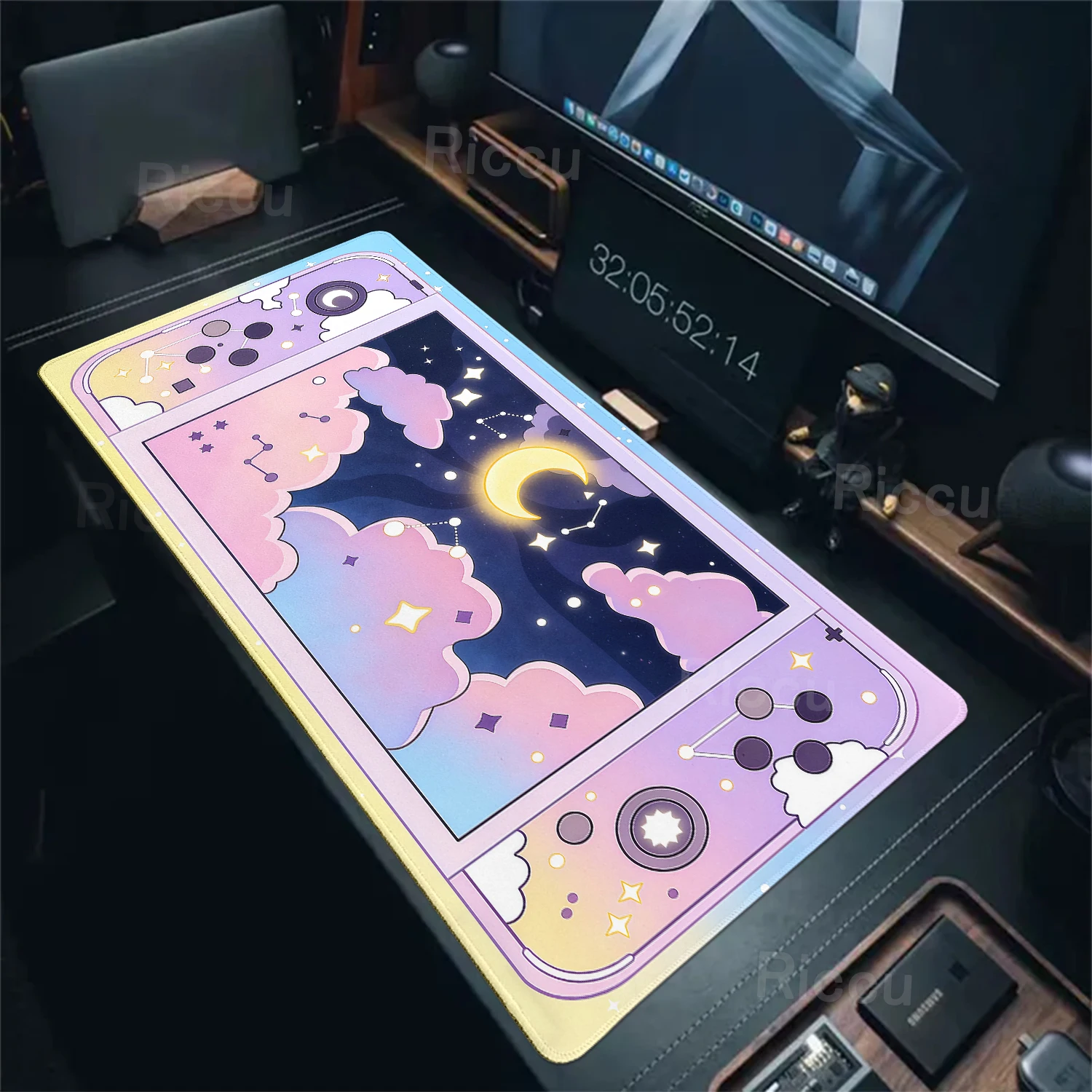 Stars Moon Mousepad Gaming Console Desk Mat Colour Clouds Aesthetics Mouse Pad Office Computer Keyboard Mats Laptop Accessories