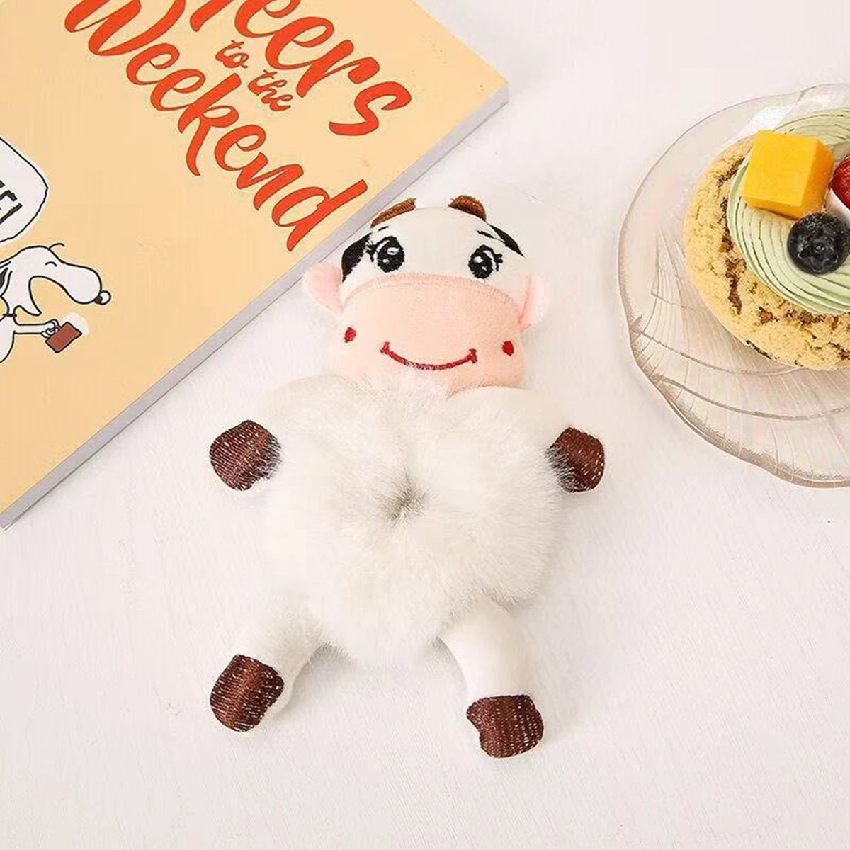 1pc Super Cute Cartoon Animal Doll Scrunchie, Autunno e Inverno Nuovo Peluche Coniglio Rana Mucca Cravatta Coda di Cavallo e Palla Corda per Capelli