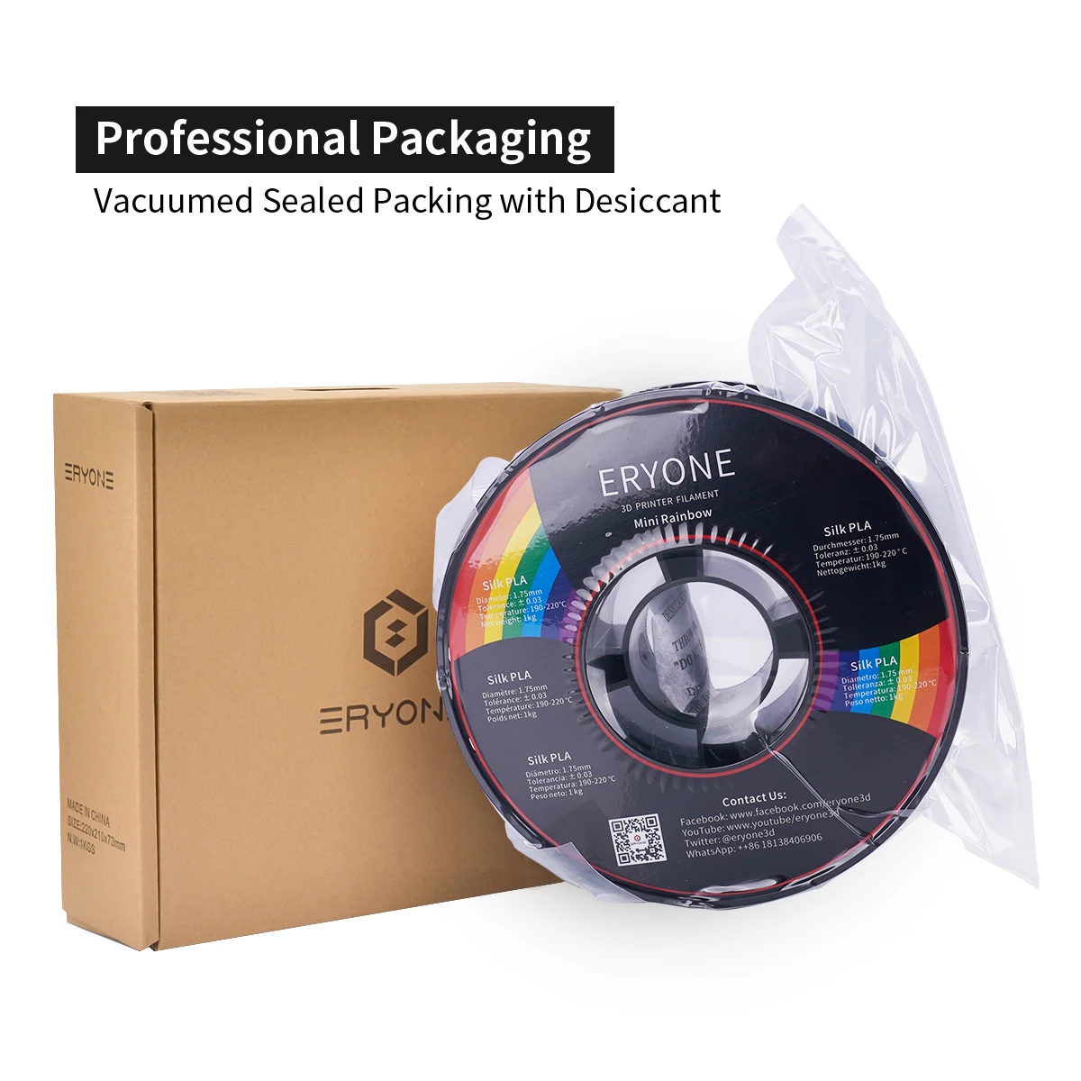 ERYONE Mini PLA Rainbow Filament 1KG 3D Printer Filament 1.75 mm 1KG For 3D Printer Rainbow Color Printing Fast Shipping