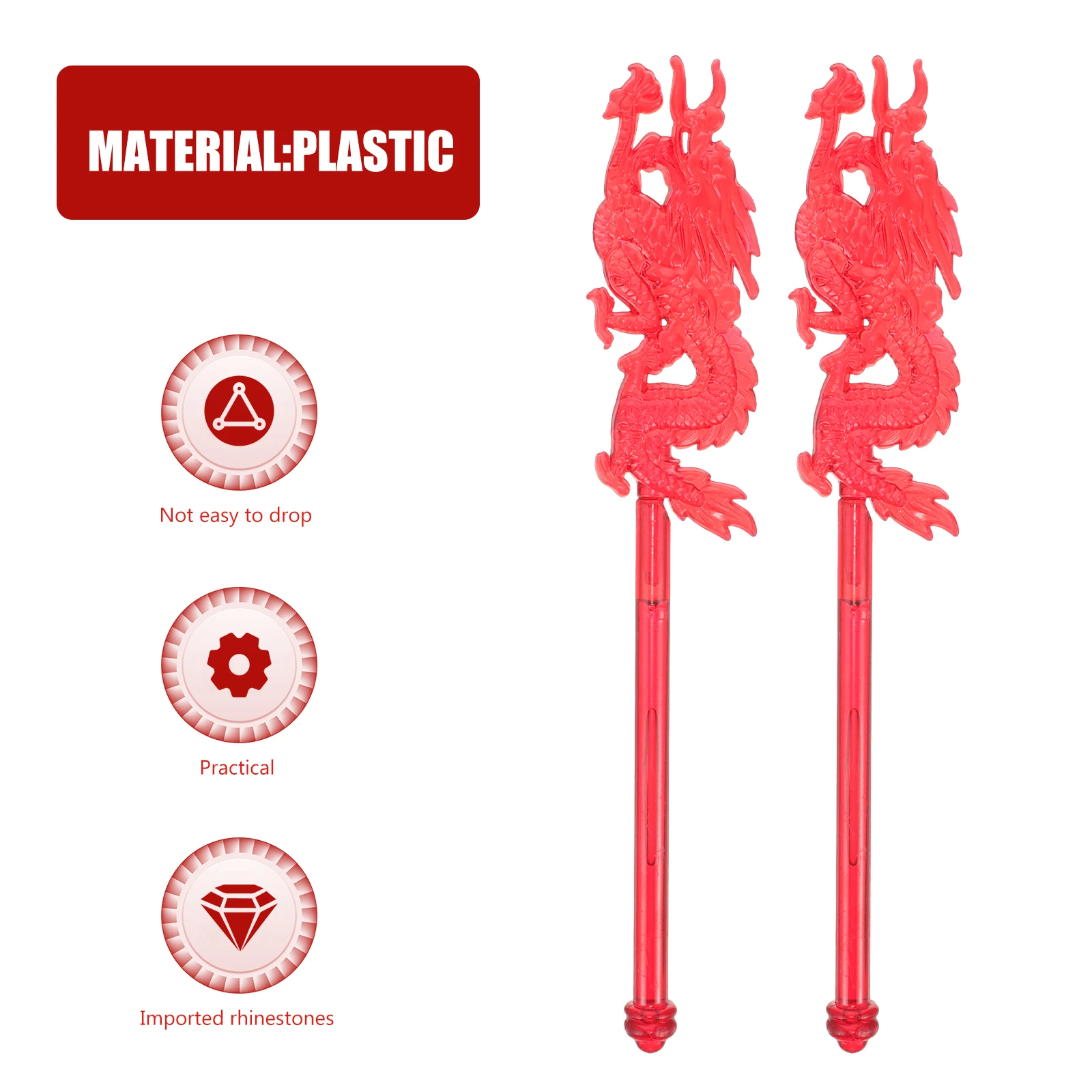 

10 pcs Dragon-shaped Handle Red Plastic Paper Lantern Handle DIY Paper Lanterns Decor Festive Party Child Handheld