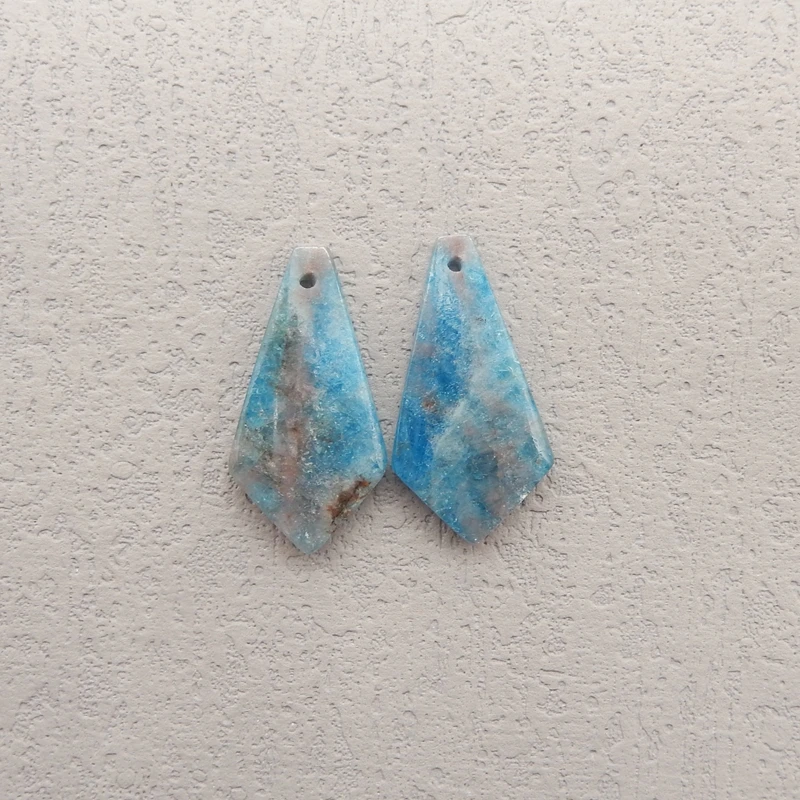 

Natural Blue Apatite Crystal Front Drilled Earrings Beads 24x14x4mm 4.6g Fashion Jewelry DIY Making Accessories for Women