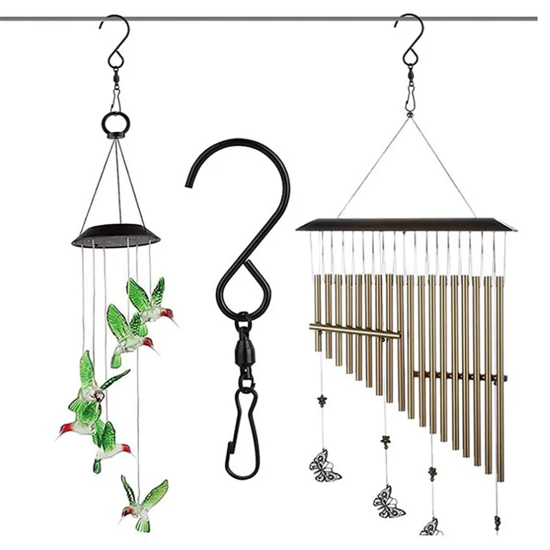 Stainless Steel 360 Degrees S Type Rotating Small Bearing Wind Chime Hooks Metal Hanging Hooks Small Flower Basket Hanging Hooks