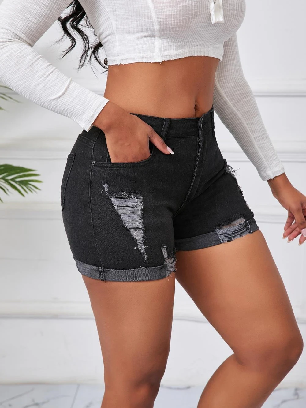 

Джинсовые шорты Curvy Girl Destroyed 2024, эластичные рваные шорты с высокой талией, сексуальные шорты в американском стиле для женщин, размер S-XXL, лето