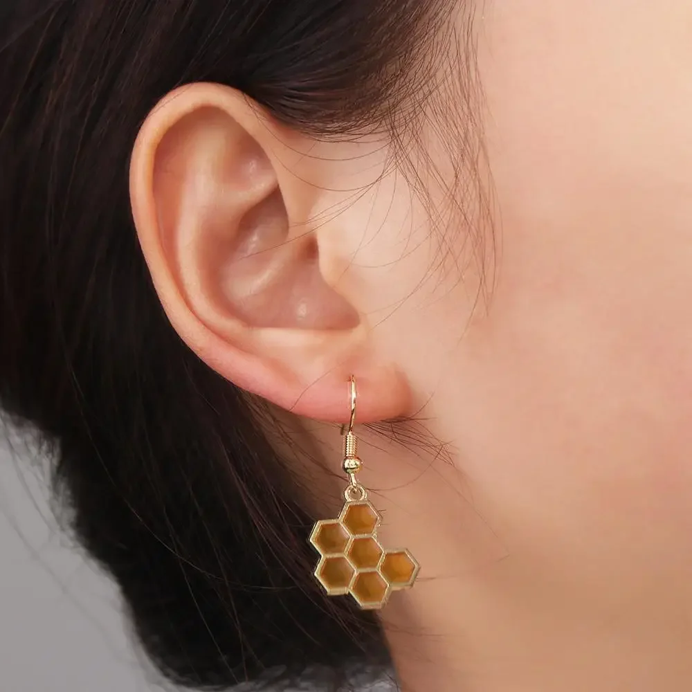 Fashion Bee Earrings Asymmetric Structure Honeycomb Earrings Insect Earrings Accessories Daily Wear Party Jewelry Gifts Women image 4