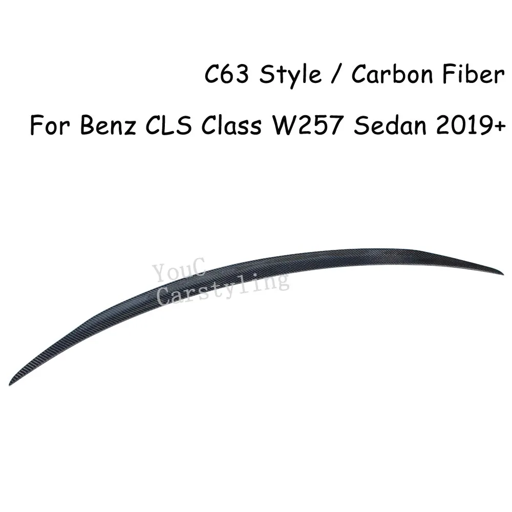 C63 Style Carbon Fiber Rear Spoiler Wing  for Mercedes CLS Class C257 CLS220 CLS260 CLS300 CLS350 CLS53 AMG 4-Door Sedan 2019+