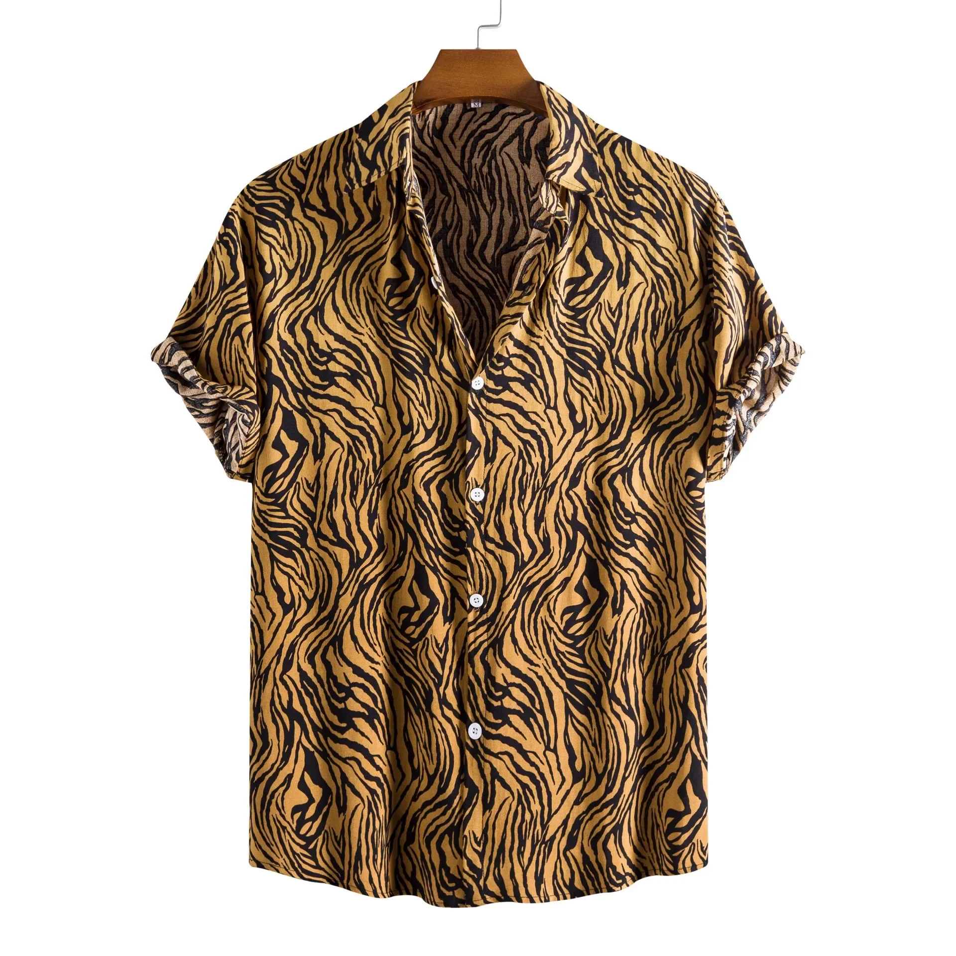 Southeast Asian Mens Tops Beach New Zebra Short-sleeved Shirt for Men