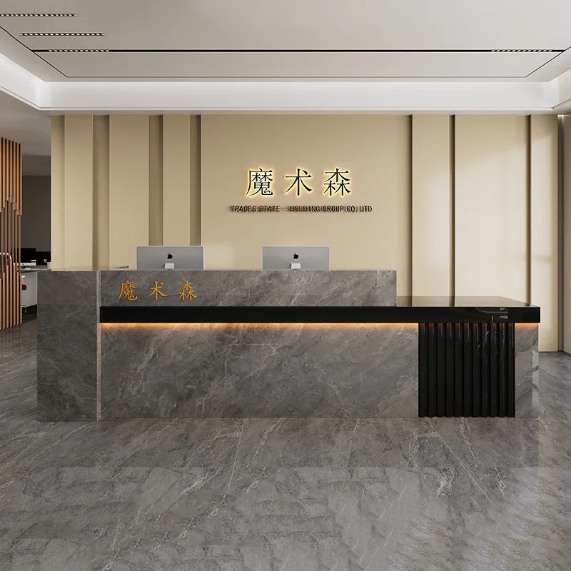 

Customized Unique Desk Table Premium Elegant Nordic Design Reception Desk Exquisite Glamour Bancone Per Negozio Office Furniture