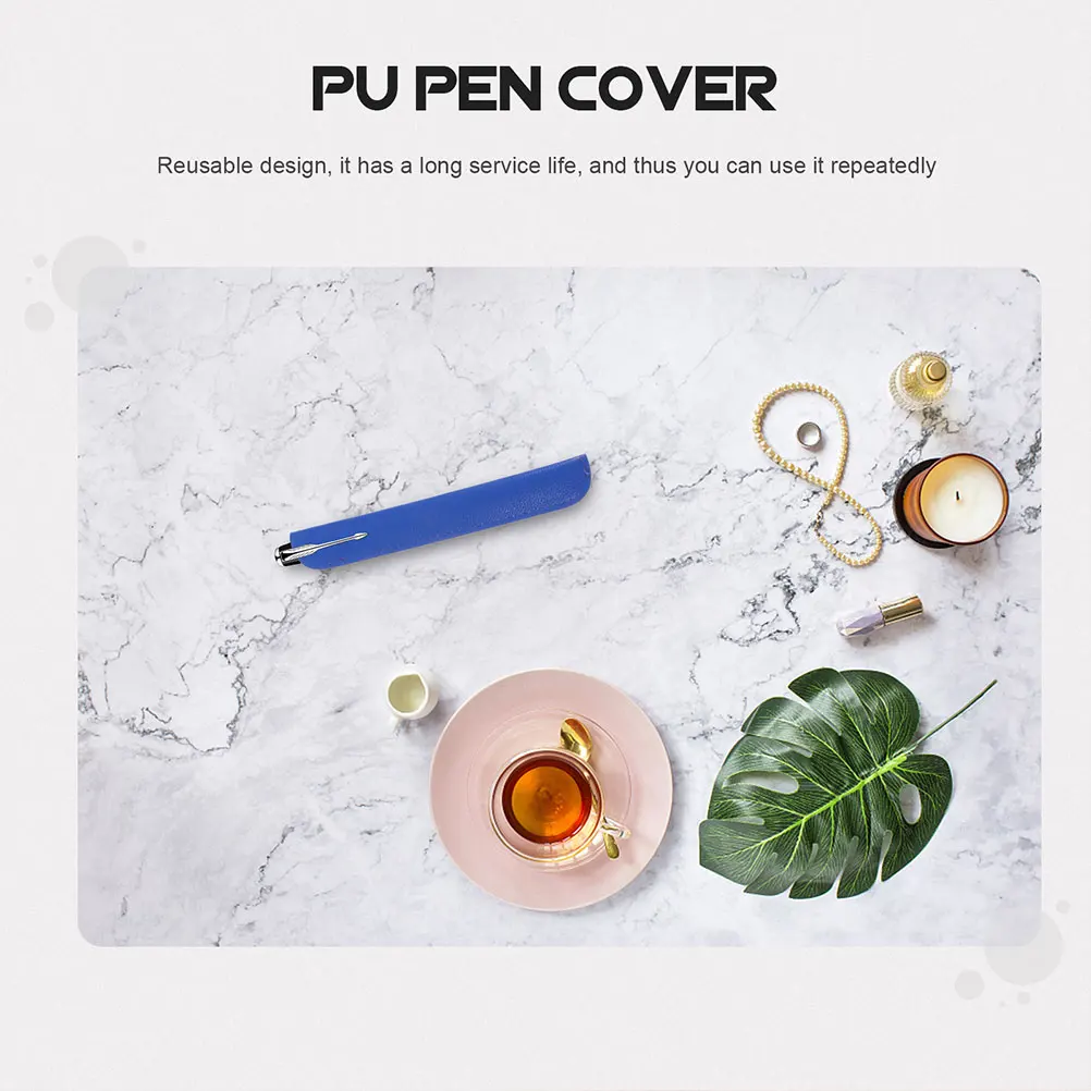 

8Pcs Pen Bag Protective Sleeve Soft PU Portable Single Pencil Pocket Convenient Pen Pouch Stylish Solid Color Pencil