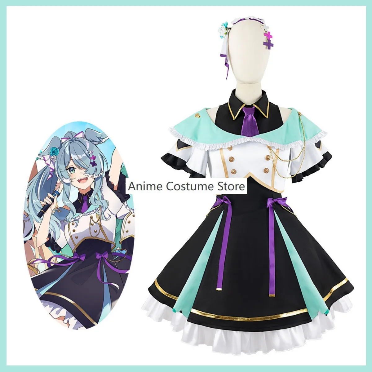 Anime Virtual YouTuber Finana Ryugu Elira Pendora Pomu Rainpuff Cosplay Costume Wig JK Uniform Woman Sexy Kawaii Carnival Suit