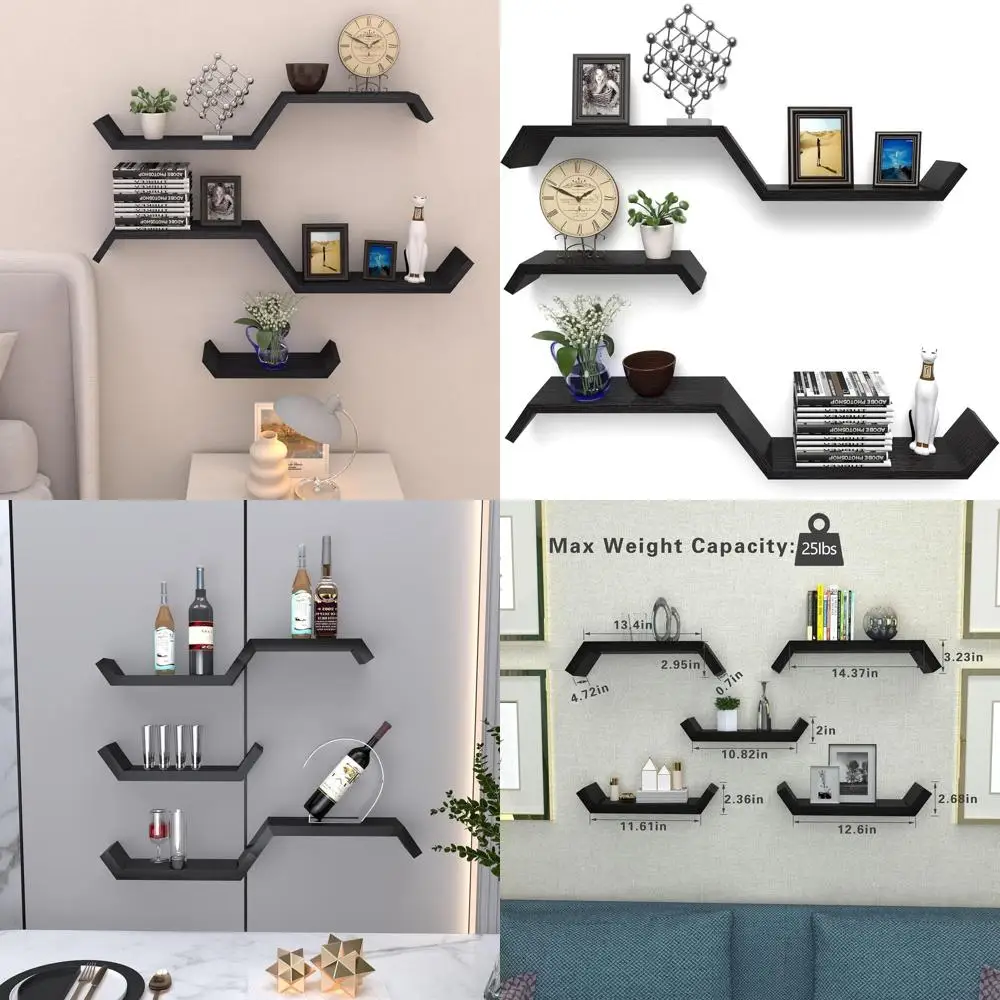 

Wall-Mounted Floating Shelves - Waterproof Wooden for Home: Bathroom, Bedroom, Living Room, Kitchen