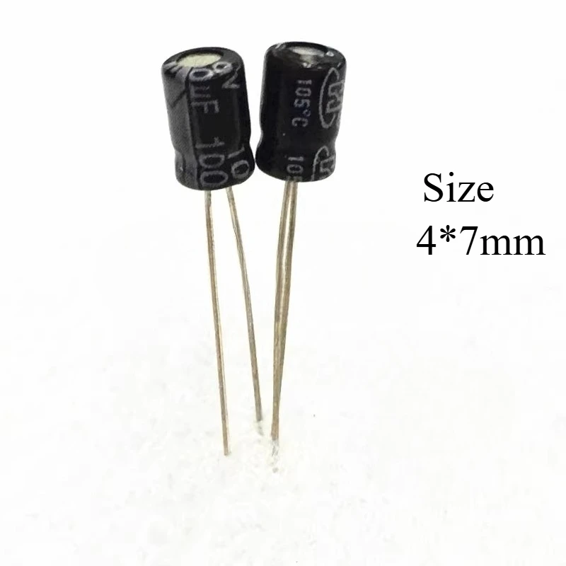 

100Pcs 10V100UF New plug-in electrolytic capacitor 100UF 10V 4X7