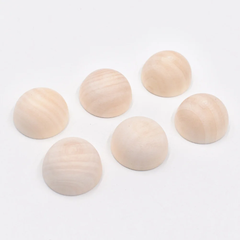 

200pcs Half Round Wooden Beads Craft Balls Mini DIY Hemisphere Unfinished Natural Wood Colors Jewelry Decoration