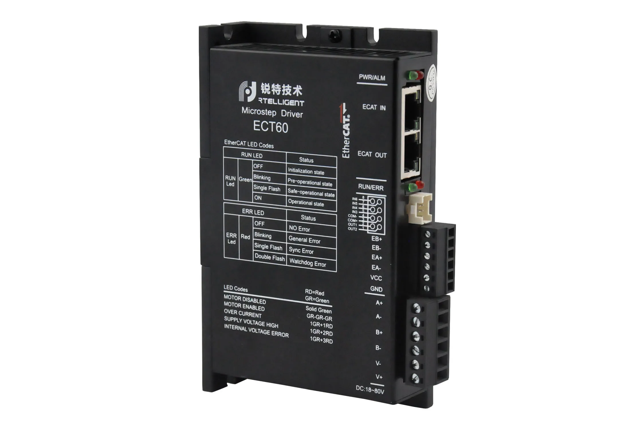 Imagem -05 - Nema 23 Driver de Passo de Circuito Fechado 6a 1850v dc Ethercat Fieldbus Driver de Motor de Passo para Mecânica Cnc Ect60