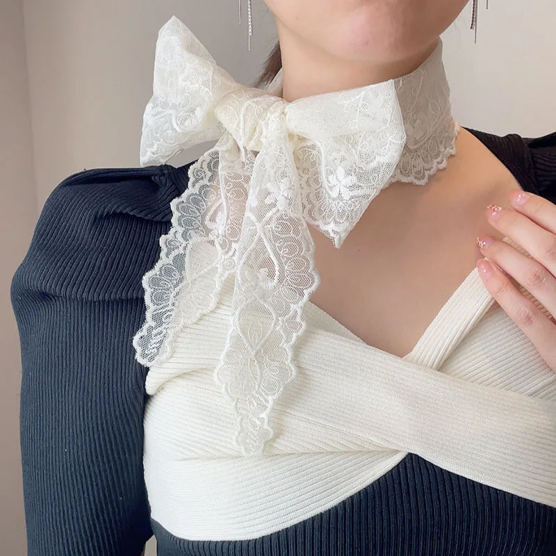 

2023Супер красивый женский шарф с кружевной вышивкой в виде лозы, повязка на голову, шелковый шарф, шарф на шею, повязка для волос 128x27см