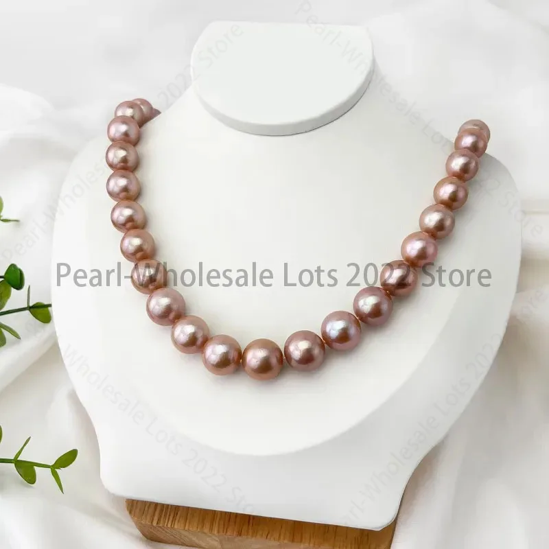 

Редкое ожерелье из крупных жемчужин 10-13 мм, розово-фиолетовое жемчужное ожерелье Эдисон, в подарок маме на день рождения