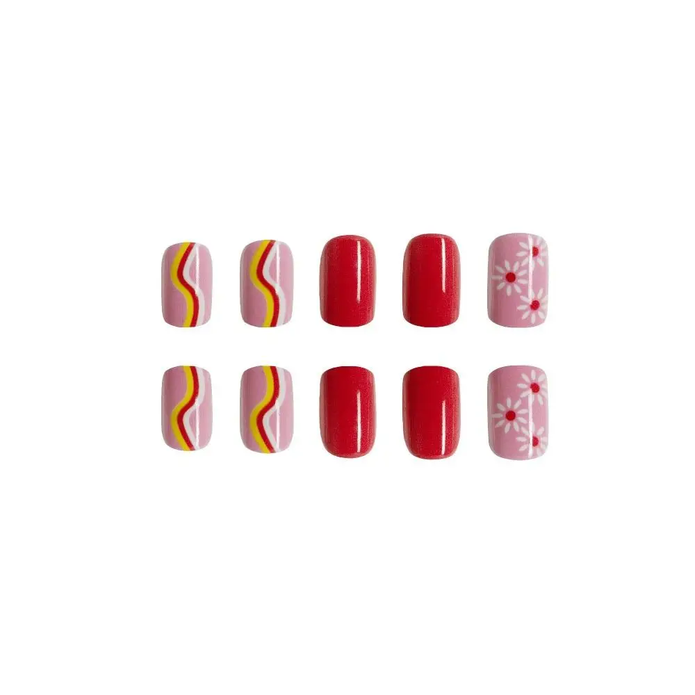 Neue kurze quadratische künstliche Nägel, vollständige Abdeckung, abnehmbare Nägel zum Aufdrücken, französische künstliche Nägel für Damen und Mädchen