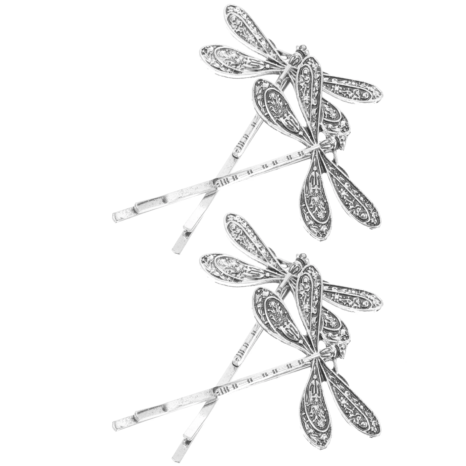 

4 Pcs Rhinestone Bobby Pins Clip Dragonfly Barrette Hair Decor Hairpin French Silver Decoration Miss