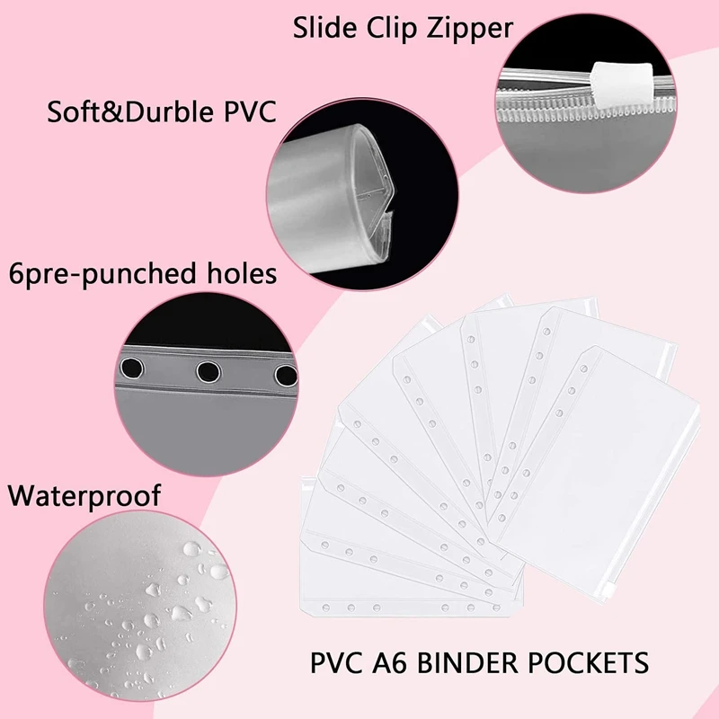 A6 Binder Cover With A6 Binder Pockets Expense Budget Sheets Sticker Labels For Money Cash Envelopes System