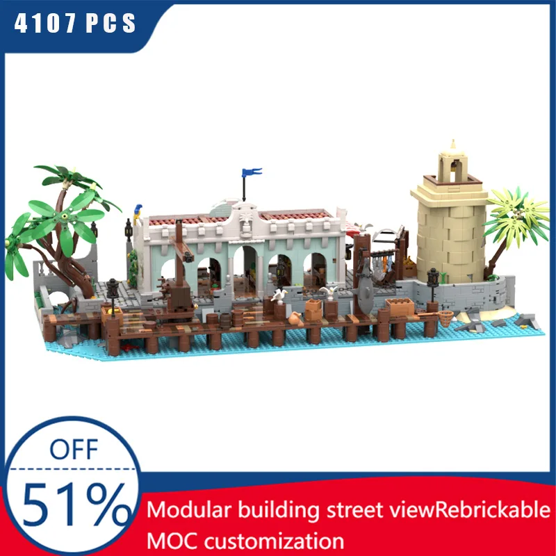 

4107 PCS City Ancient Architecture Creative Dock MOC Building Block Model Children's Diy Educational Surprise Toys Birthday Gift