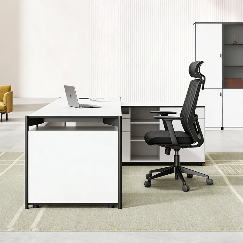 2026 Wholesale Durable Modern Executive Office Computer Desk, Featuring a Stylish Wood and Metal Construction.promote sales