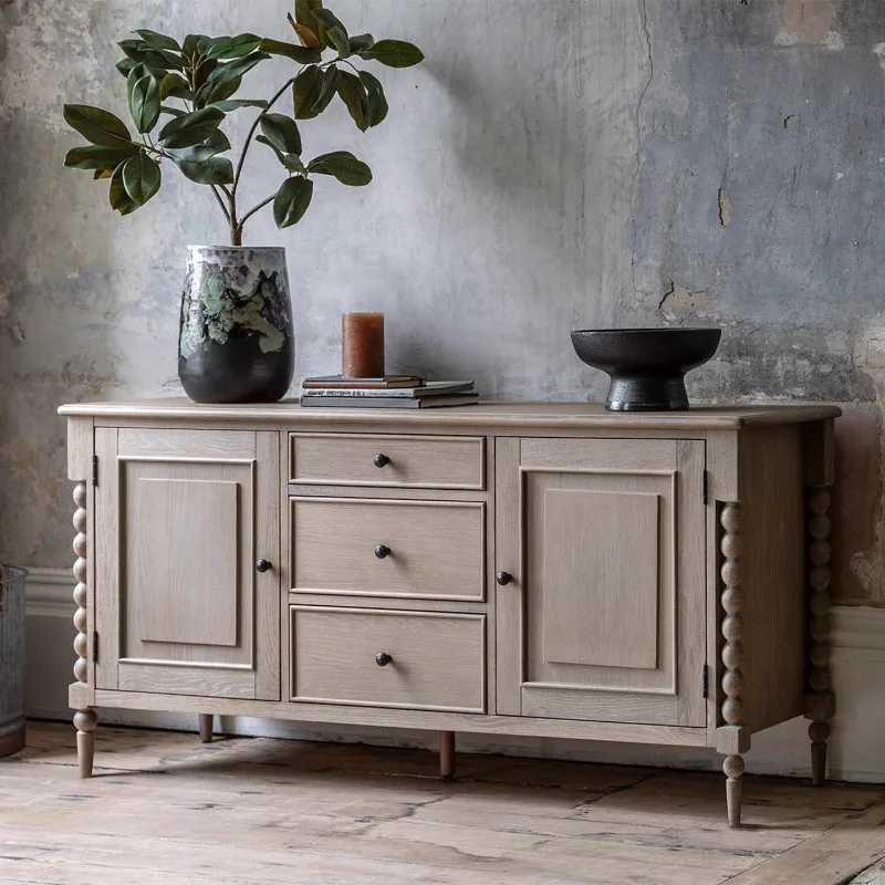 American country ash wood three-bucket seven-chest of drawers vintage wall sideboard old living room storage cabinet entrance ca