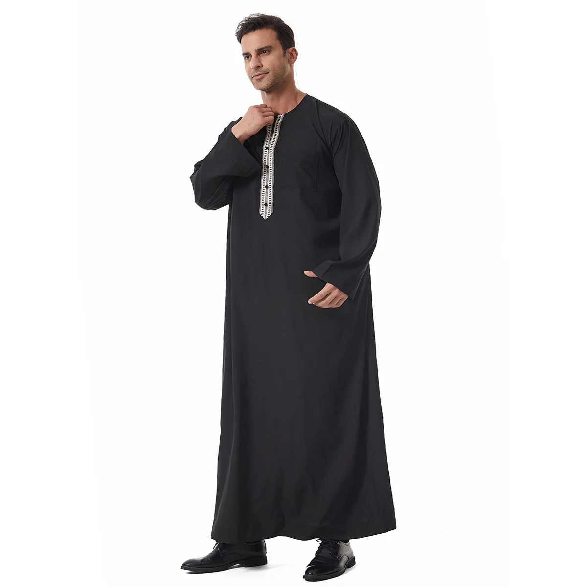 

Muslim Men Abaya Dress Jubba Thobe Embroidery Islam Clothing Turkey Kaftan Eid Djellaba Morocco Caftan Thoub Daffah Dishdasha