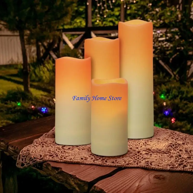 

P0UF 8Pcs Waterproof Pillar LED Lamp with Timer and Remote Enduring