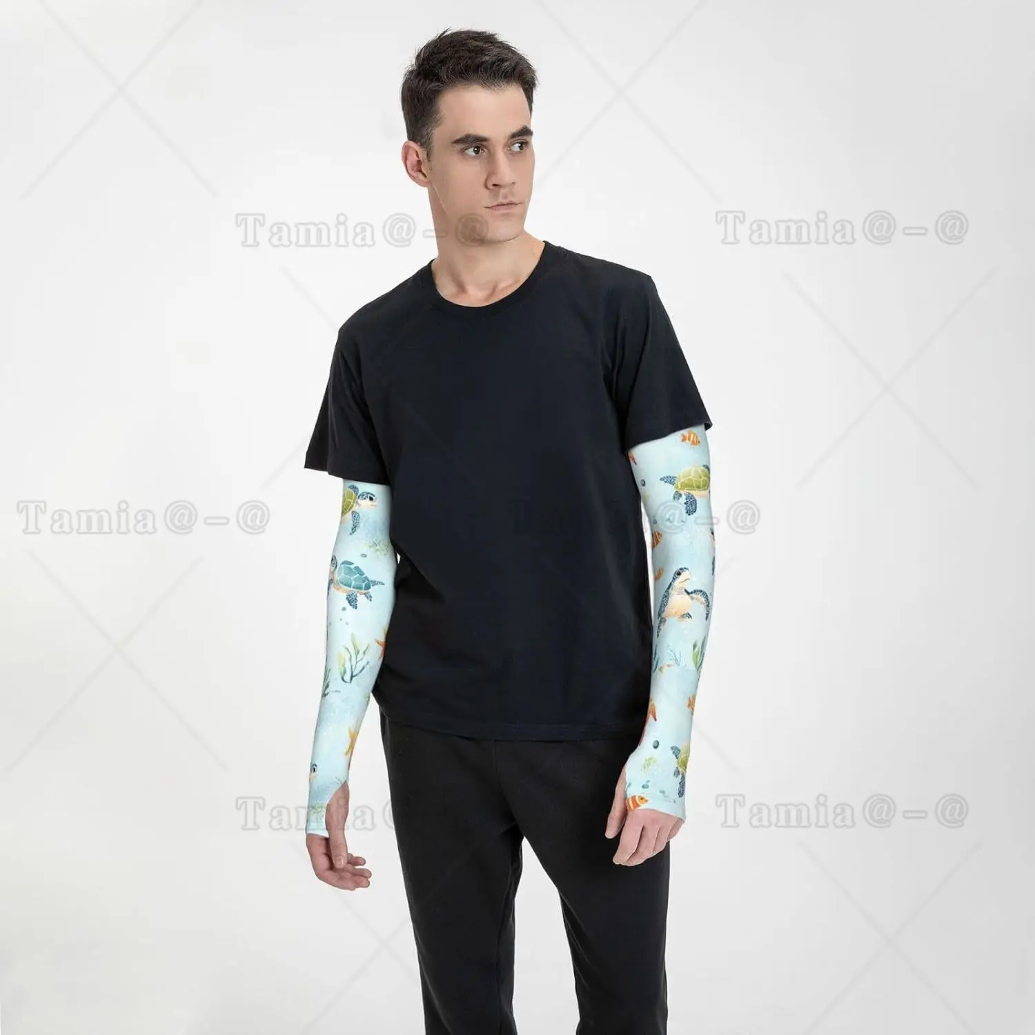Cute Sea Turtles Cooling Sleeves Arm Sleeves Turtles Sun Arm Cover for Men Women Cycling Golfing - view 5