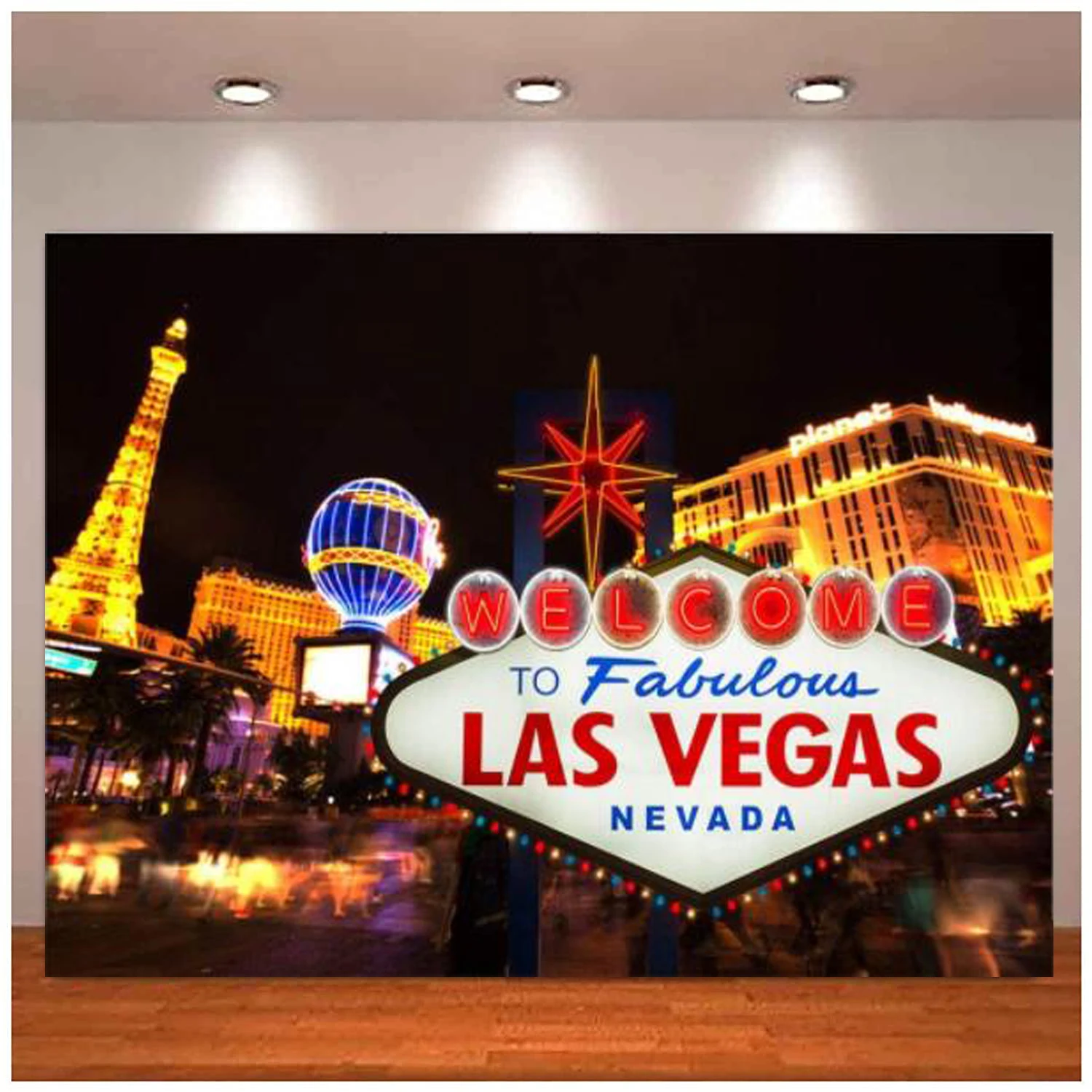 Welcome To Las Vegas Photography Backdrop City Billboard Banner Casino Night Scenery Party Decorations Photo Background Props