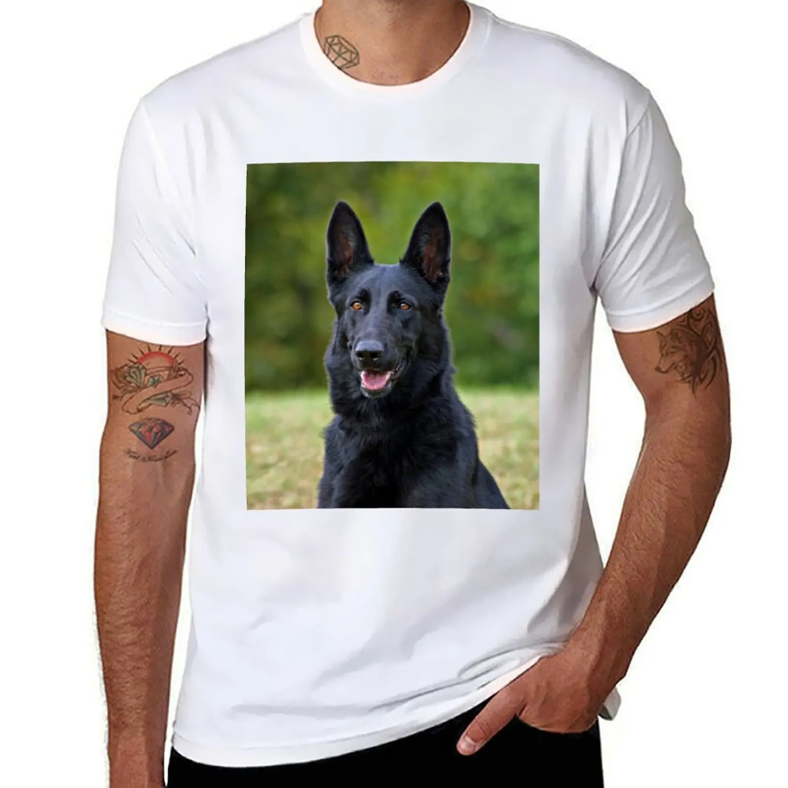 

Black German Shepherd T-Shirt man t shirt cotton t shirts for man cotton soft T-Shirt