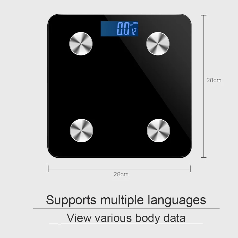 حار بيع الدقة الحمام الموازين السوداء الذكية الإلكترونية BMI تكوين محلل بلوتوث متوافق مع مقياس الدهون الجسم