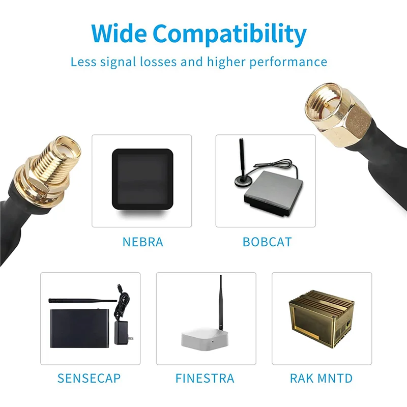 A32T-4 Pcs Lora Flat Cable SMA Male To SMA Female Window And Door Feed Thru Coaxial Cable Extension Adapter For Lora Wifi