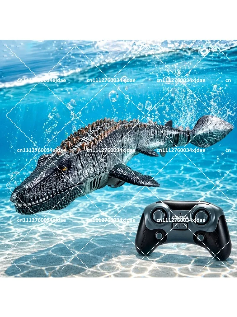 Water Spray Dinosaur Toy with Wireless Remote Control, Electric Simulation Shark Crocodile for Kids Bath Fun