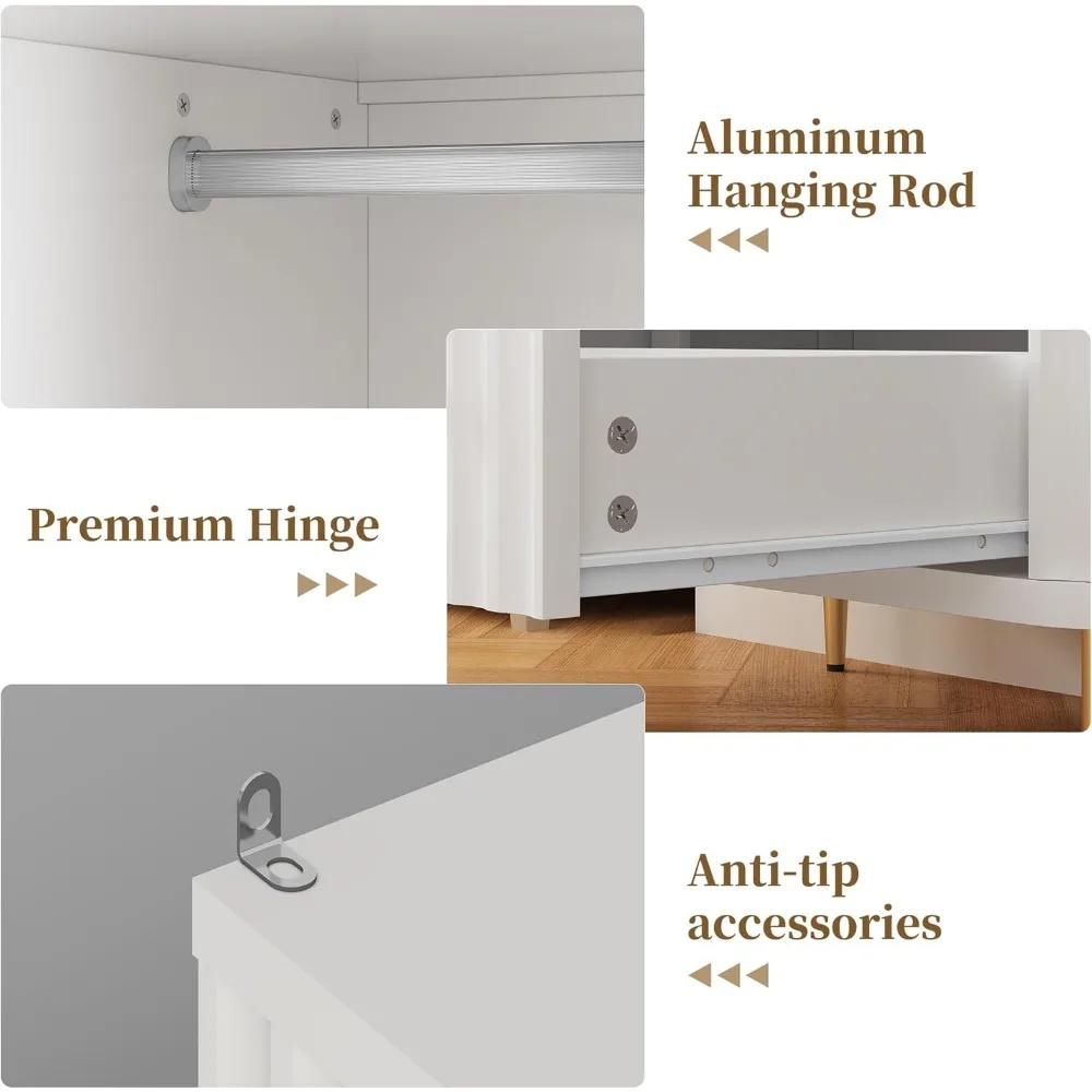 خزانة ملابس خشبية كبيرة الحجم بطول 72 طويل القامة مع قضيب تعليق وأدراج لتخزين غرفة النوم