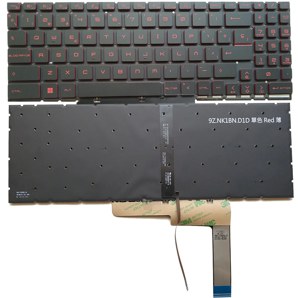 

Spanish with Red Backlit keyboard For MSI Bravo 15 B5DD MS-158K Bravo 15 B5ED Katana GF76 MS-1581 MS-1582 MS-1583 Laptop