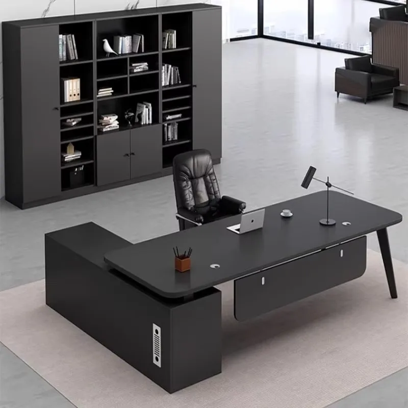 

Luxury Organizer Office Desk Decoration Aesthetic Conference Standing Computer Desk Drawers Wooden Escritorio Oficina Furniture