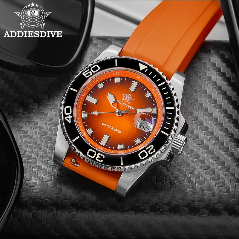 ADDIESDIVE New AD2089 Quartz Watches 41mm Gradient Rotatable Bezel  Watch For Men BGW9 Luminous Stainless Waterproof Diver Watch