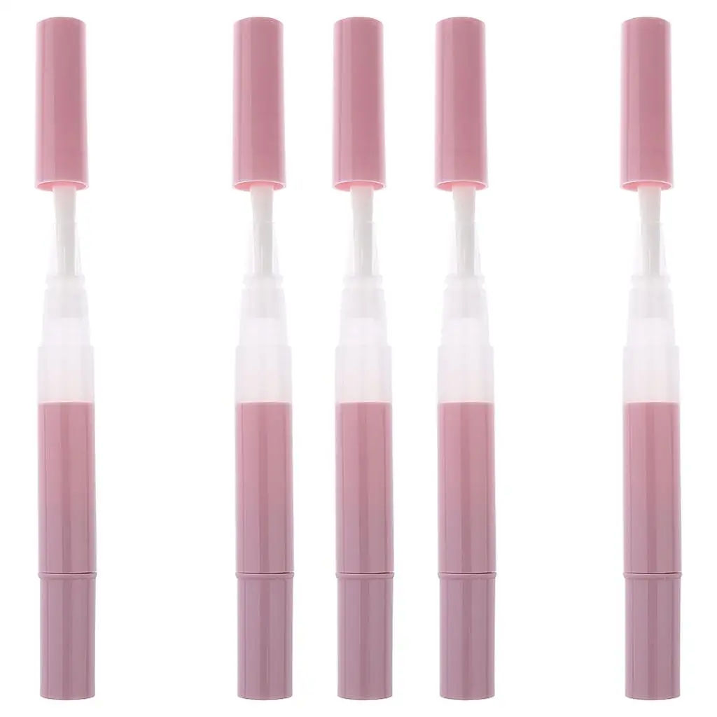 Portable Cosmetic Container Tube Empty Twist Pen Pink ABS for Filling Lip Gloss Nail Nutrition Oil and Mini Cosmetic Spoon