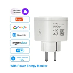 CBE EU Sockets 16A Power Monitor Remote Control Smart Home WiFi Plug Tuya SmartLife APP Works with Alexa Google Assistant