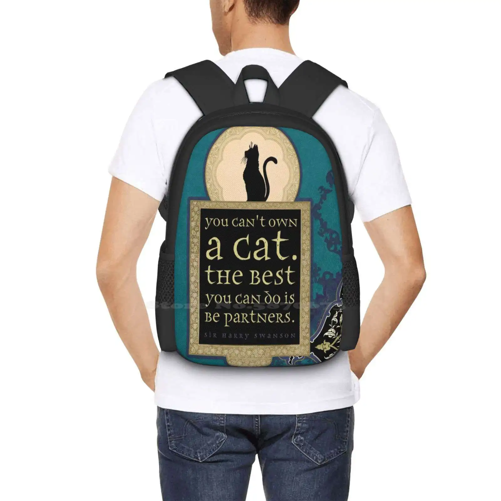 You Can'T Own A Cat School Bags Travel Laptop Backpack Cat Kitten Partners Friendship Feline Quote Harry Swansons Angi Ullins