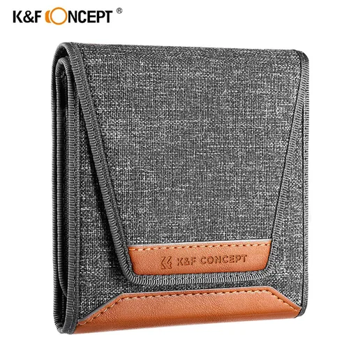 K & F CONCEPT nuevo estilo 3 bolsillos bolsa de filtro de lente bolsa de filtro de lente de cámara 49mm-82mm para filtro de lente de cámara ND UV CPL