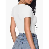 Bodysuit Women Sexy Slim Short Sleeve Bodycon Jumpsuit V Neck Rompers Overalls Body Shapers 2024 New - Image 4
