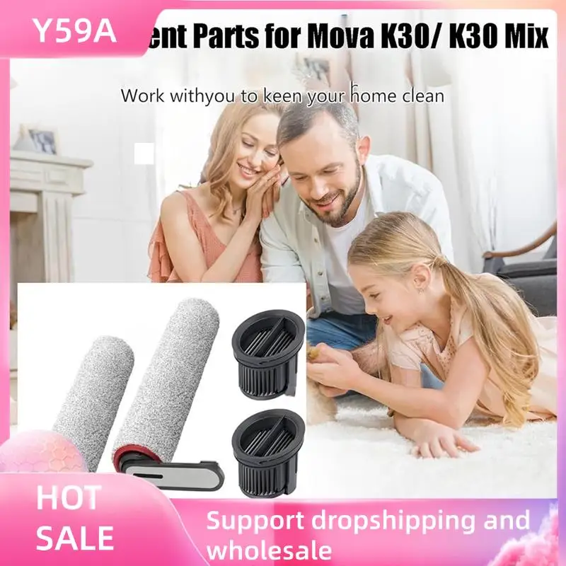 

Y59A 4PCS Roller Brush Hepa Filter For Mova K30 Wet Dry Vacuum Cleaner Accessory Enhance Cleaning Efficiency
