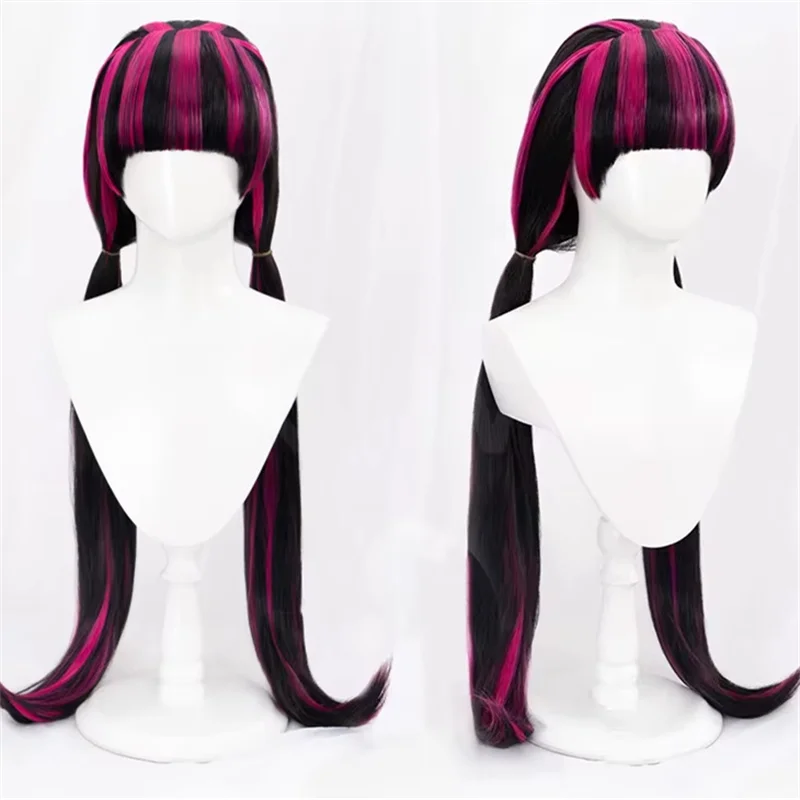 Draculaura Cosplay Wig Anime Women Halloween Fantacy 80cm Long Hair Draculaura Wig Free Wig Cap