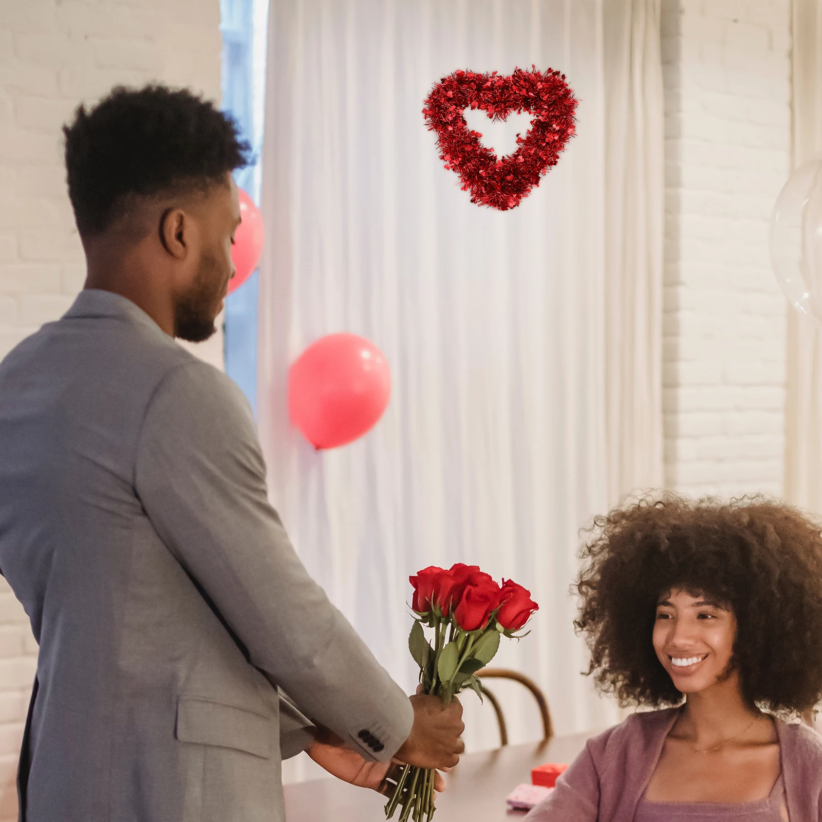 

Plastic Flower Heart Shaped Shaped Hanging Decor Valentine Pendant Valentine'S Day Wreath WeddingWindow Display